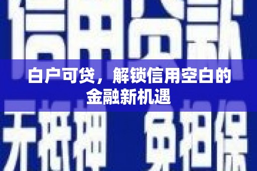万宁白户可贷，解锁信用空白的金融新机遇